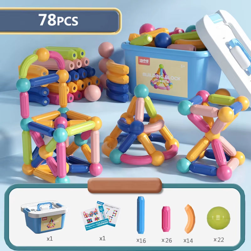 Magnetic Building Blocks Set for Kids – Montessori Educational Toy for Toddlers & Preschoolers