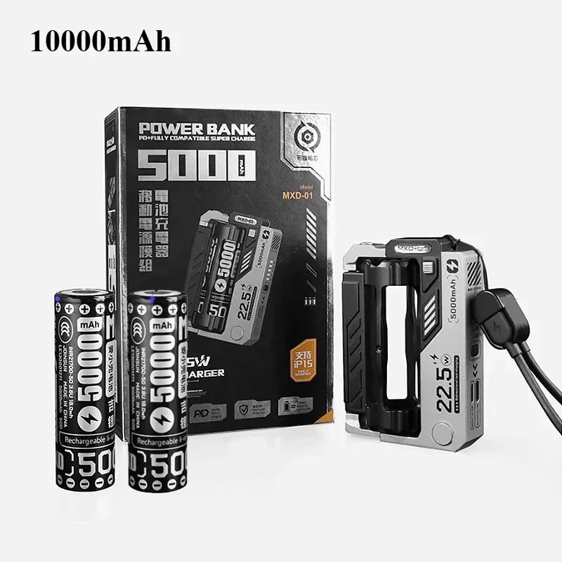 5000mAh Tactical Replaceable Battery Power Bank – 22.5W Fast Charging