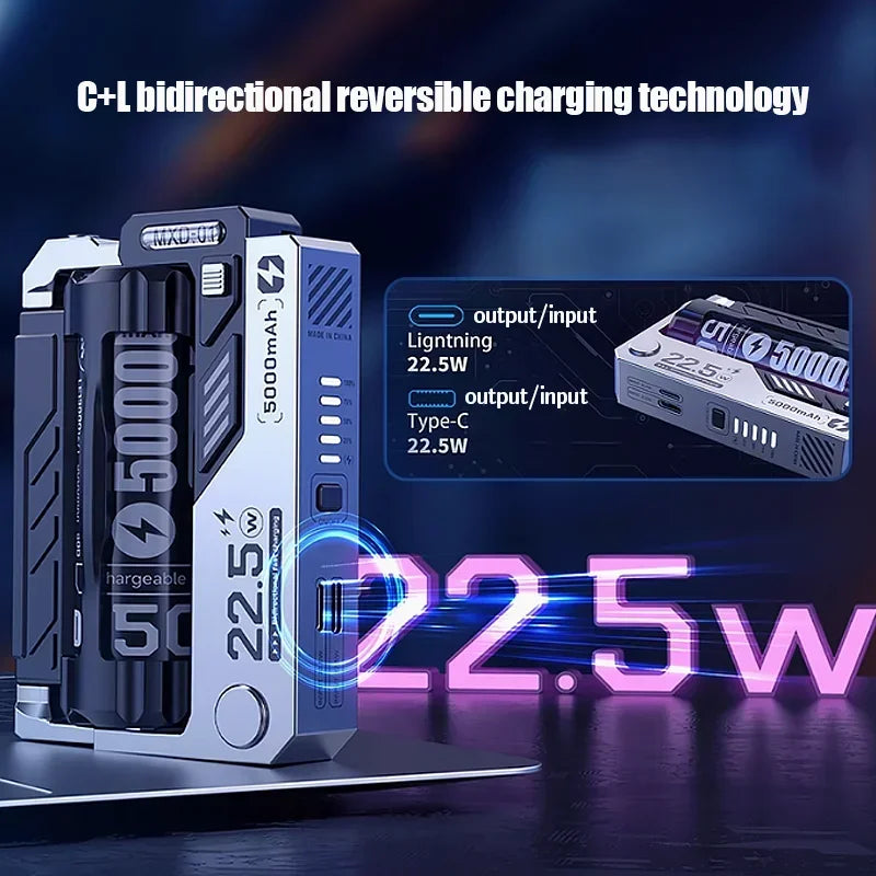 5000mAh Tactical Replaceable Battery Power Bank – 22.5W Fast Charging