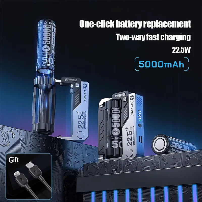 5000mAh Tactical Replaceable Battery Power Bank – 22.5W Fast Charging