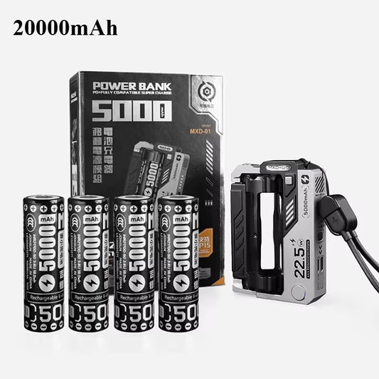 5000mAh Tactical Replaceable Battery Power Bank – 22.5W Fast Charging